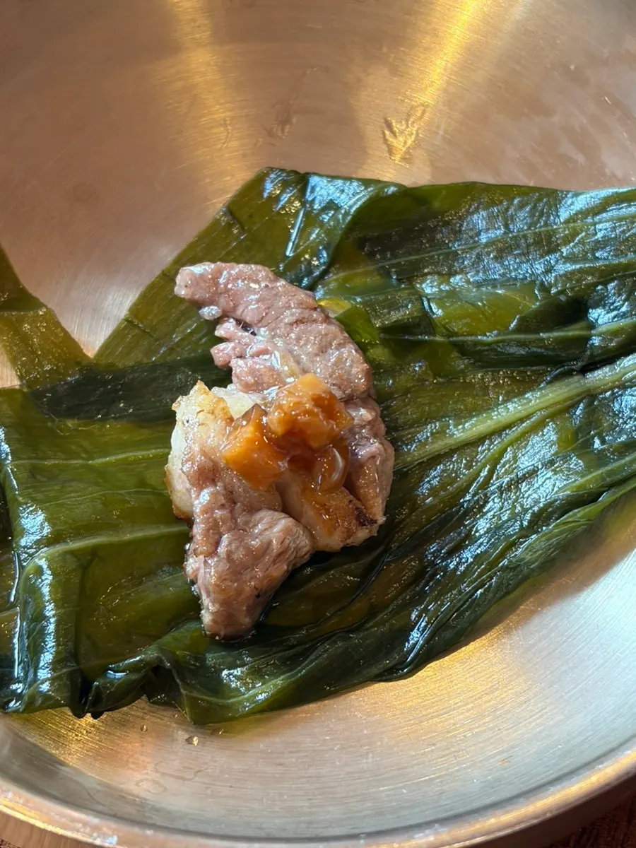 Cross-section of a grilled piece of soaenggalbi