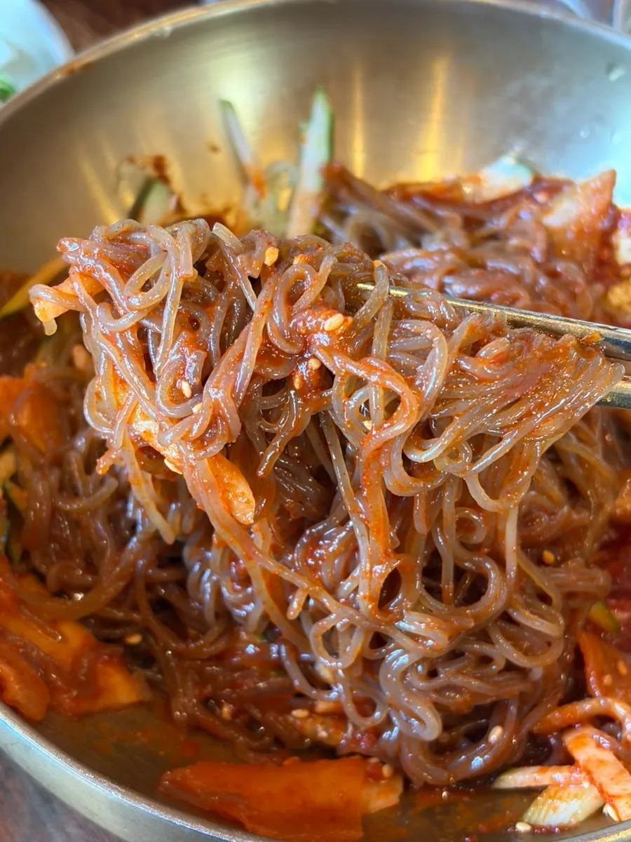 Bibim naengmyeon loosened up with added broth