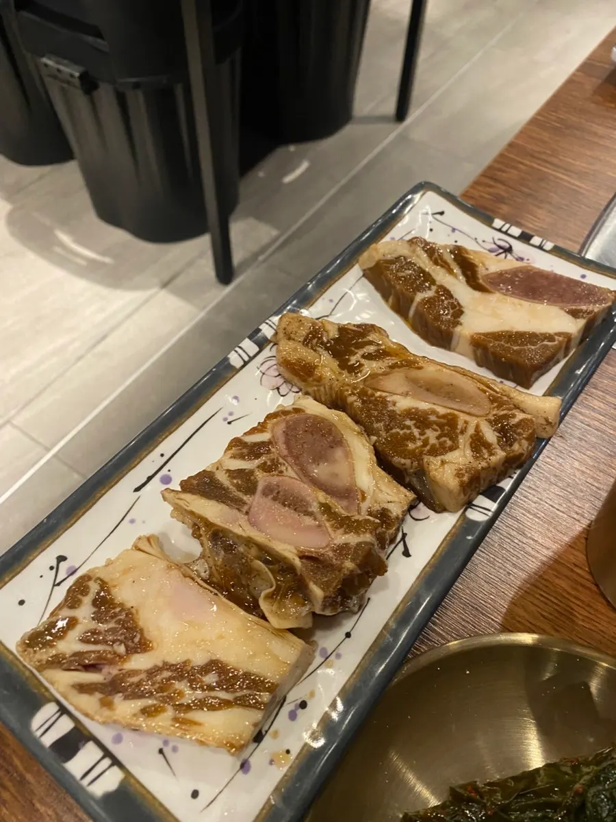 A plate of brick-thick fresh beef ribs