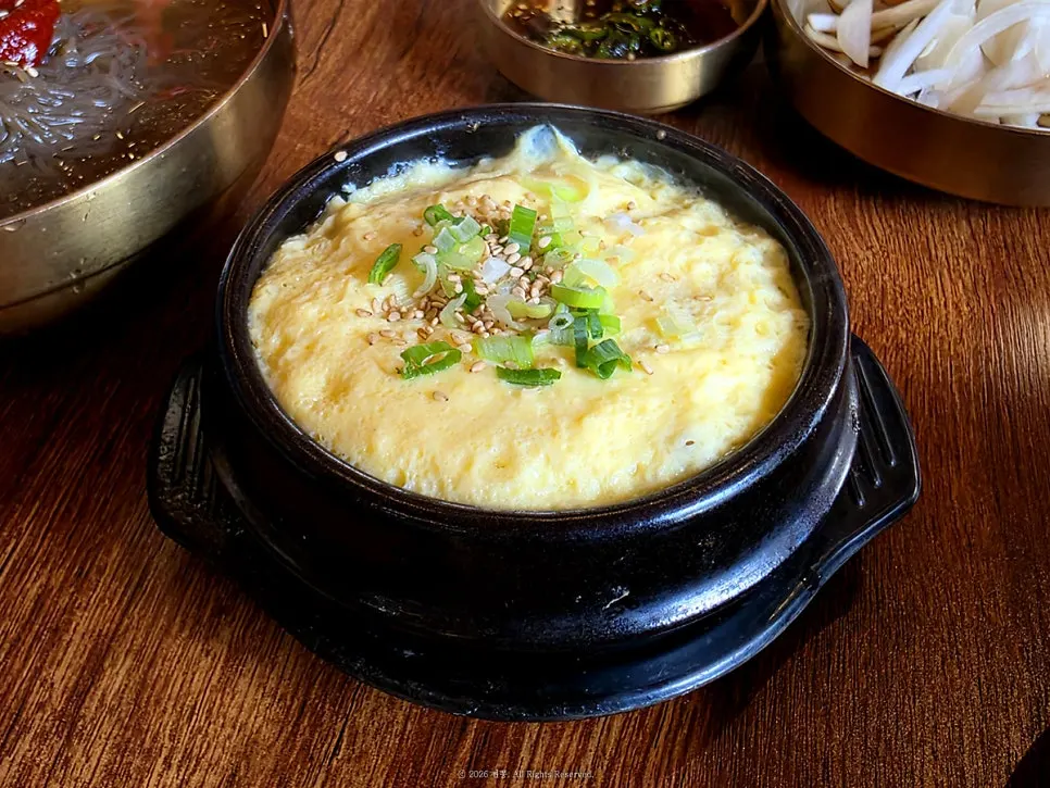 Fluffy egg custard served as a standard banchan