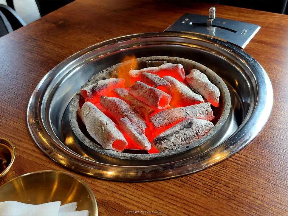 Charcoal grill heated up hot