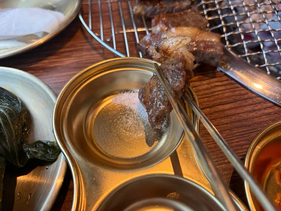 A piece of beef rib enjoyed with my sibling