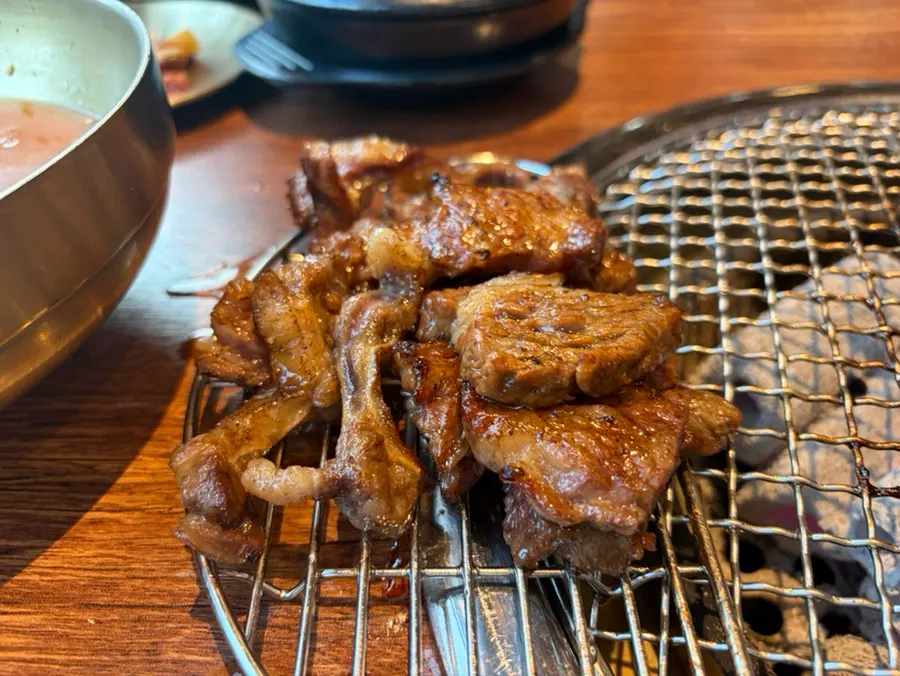 Beef rib meal finished with a ssam wrap