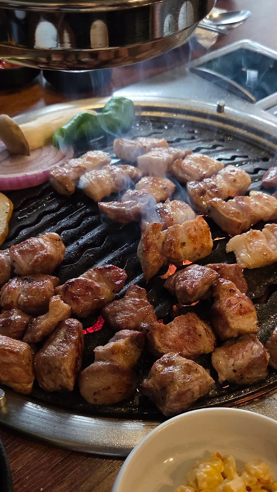 Thick pork neck grilled to a golden brown