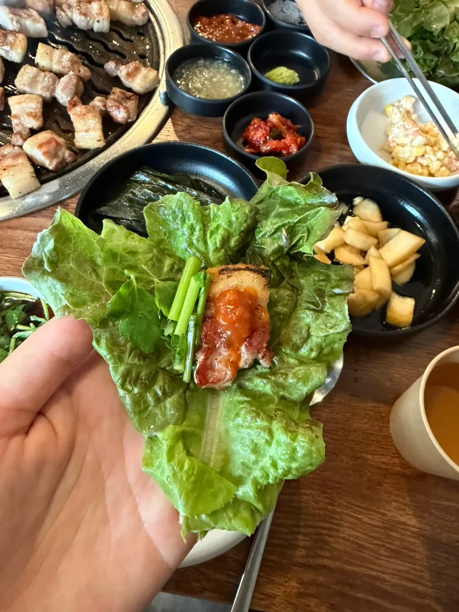 Doenjang jjigae and rice table setting