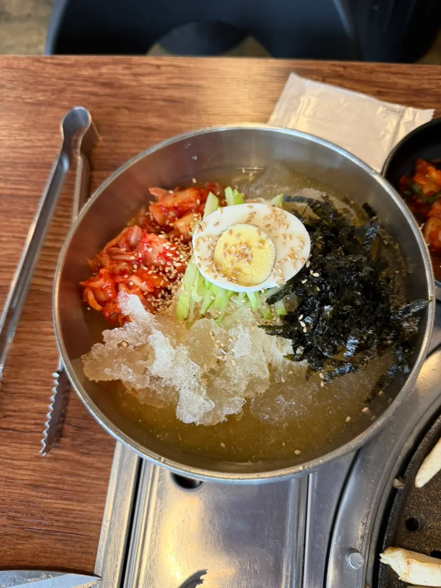 Pork belly wrap with minari sauce and ssamjang