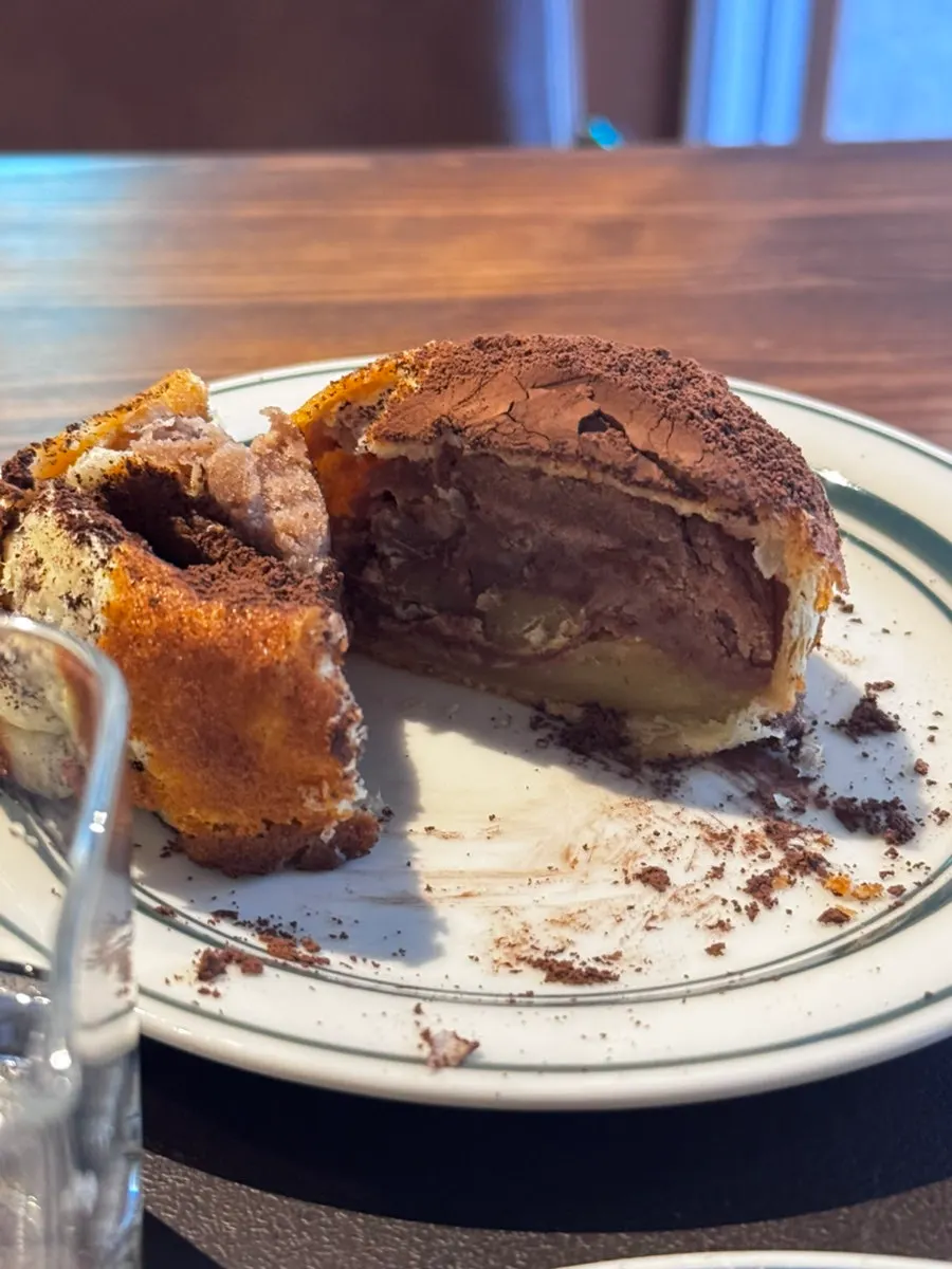 Choco chestnut pie enjoyed with coffee