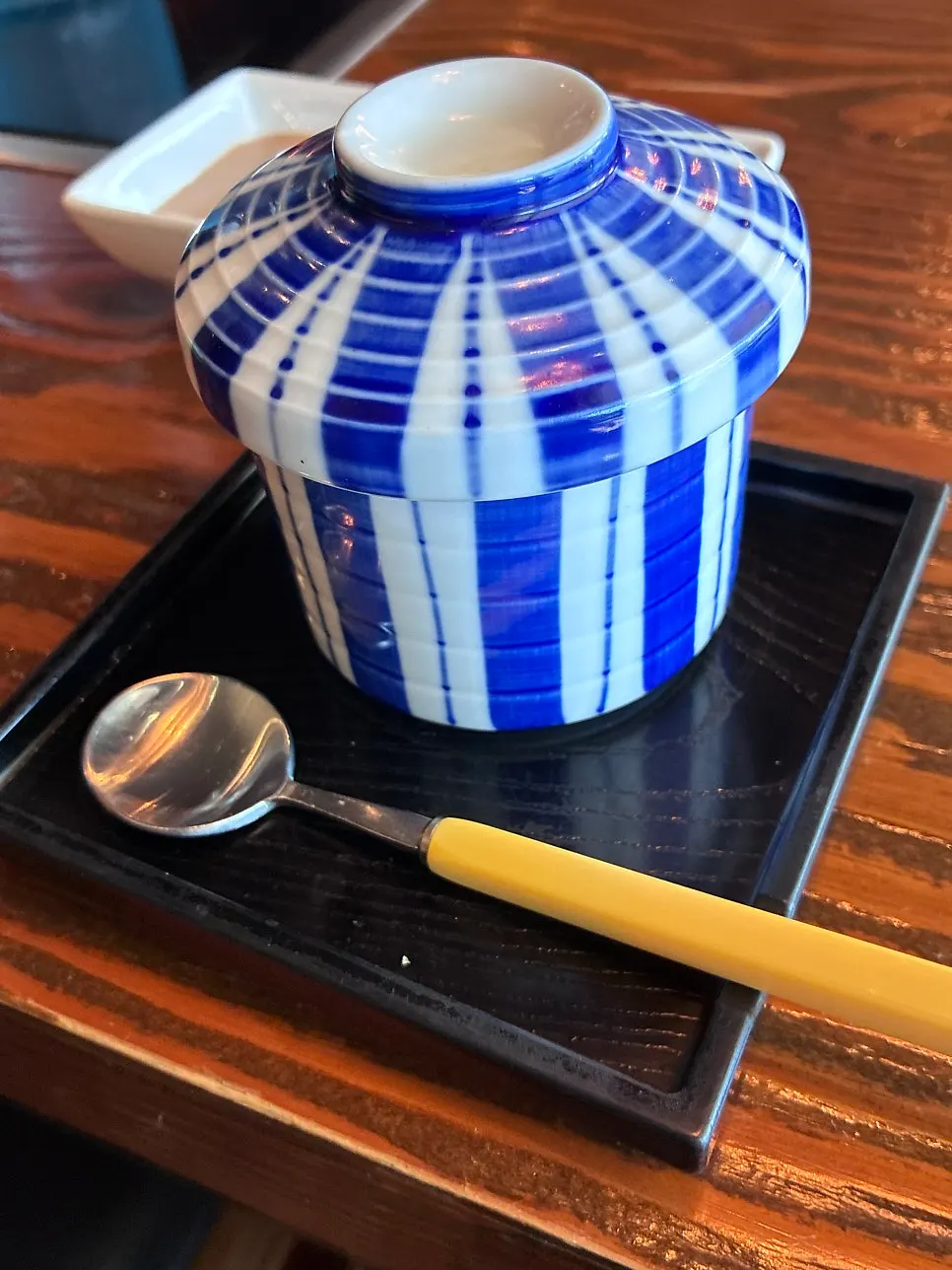 Covered Japanese-style steamed egg chawanmushi