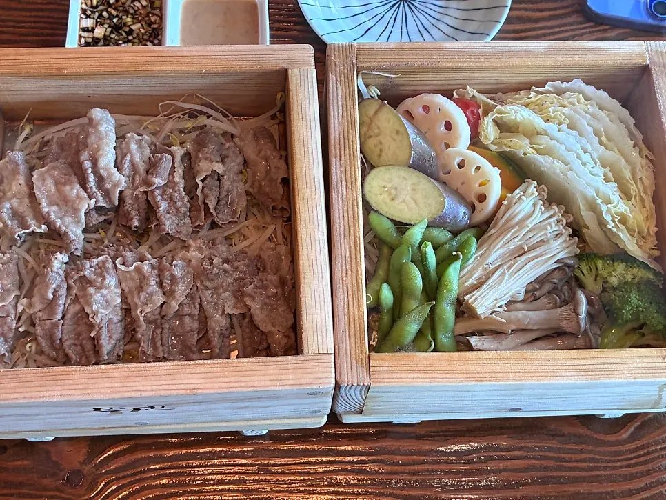A generous full spread of hoban-jjim for two people