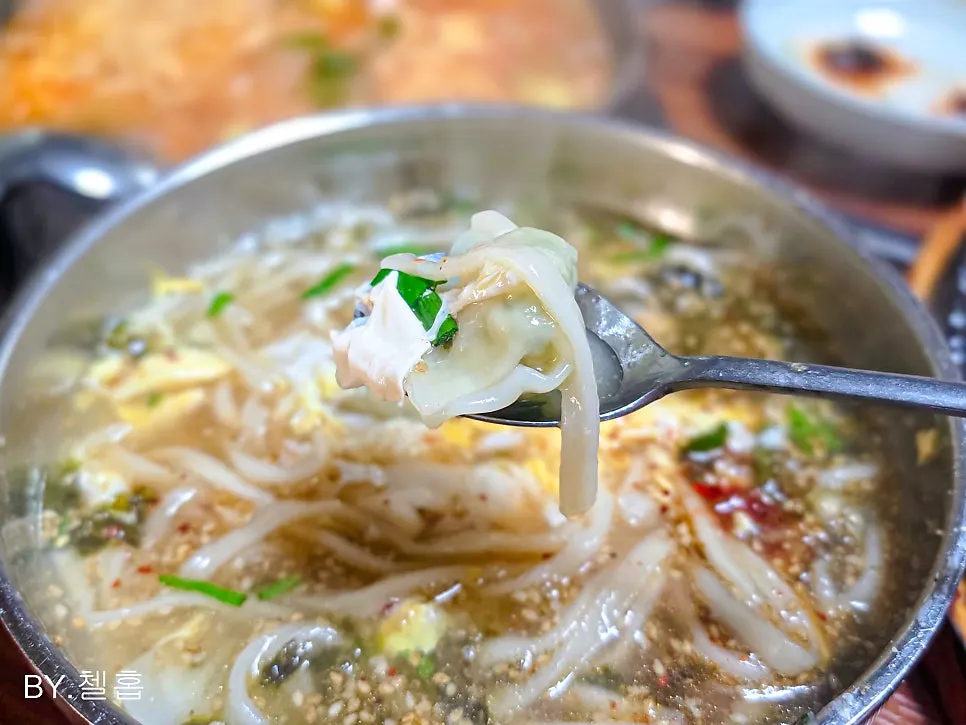Water dumplings inside the kalguksu