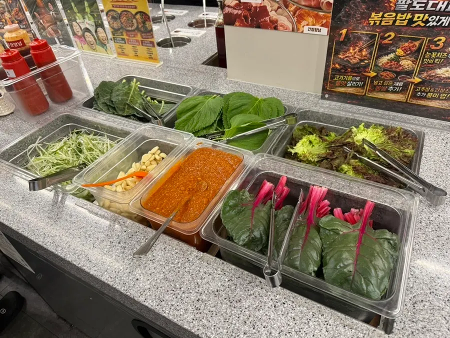 Self-bar corner at the all-you-can-eat meat restaurant