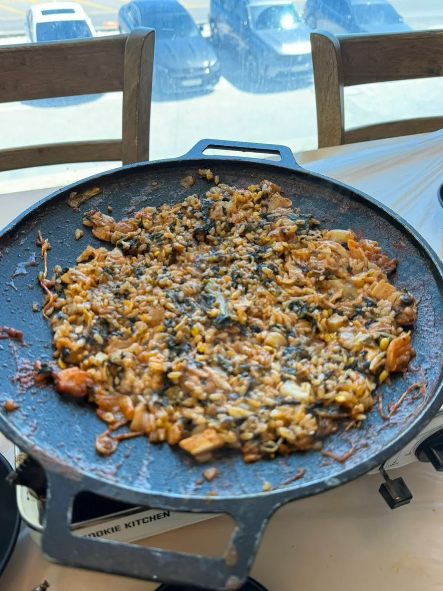 Griddle fried rice turning golden