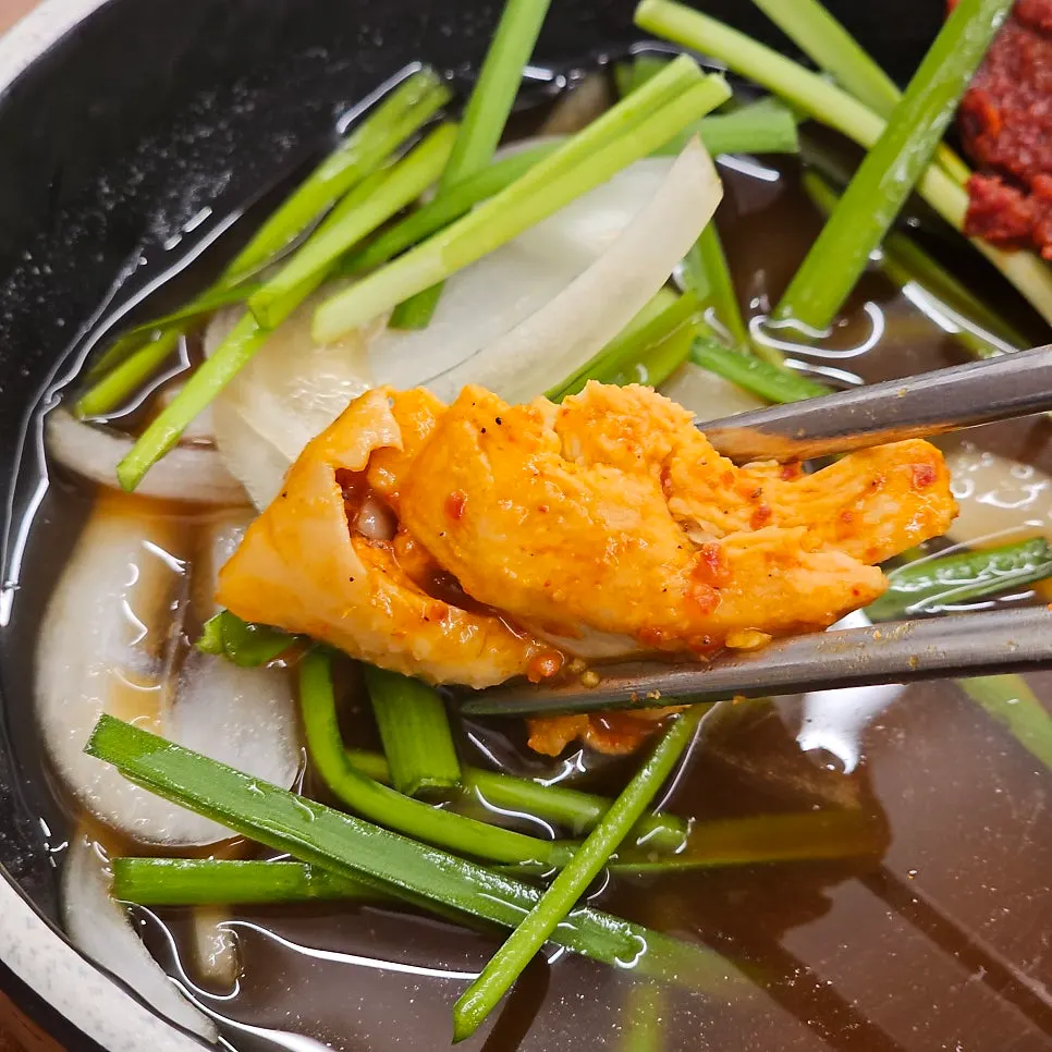 Ingredients scooped out of the pot