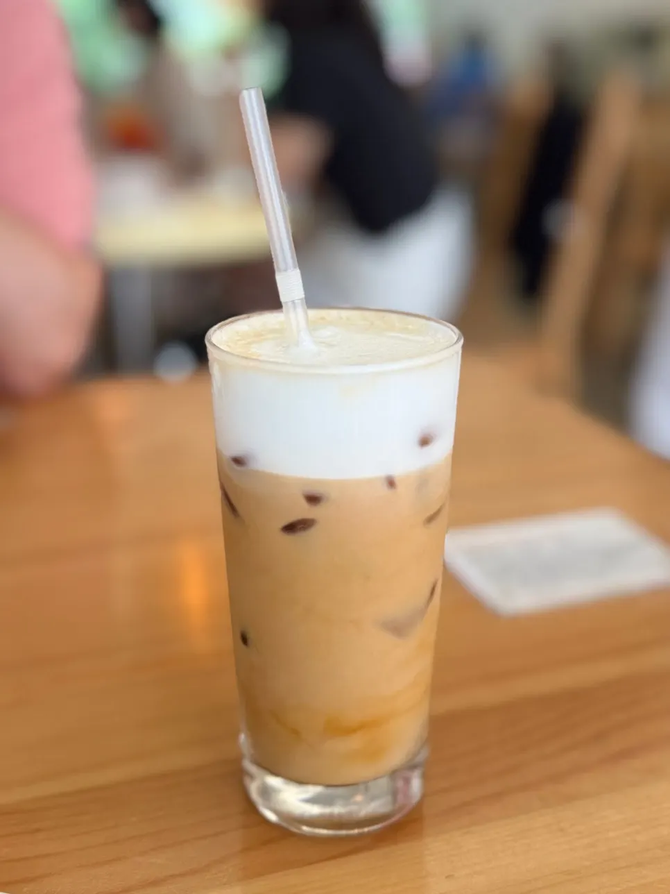 Decaf milk foam latte topped with milk foam