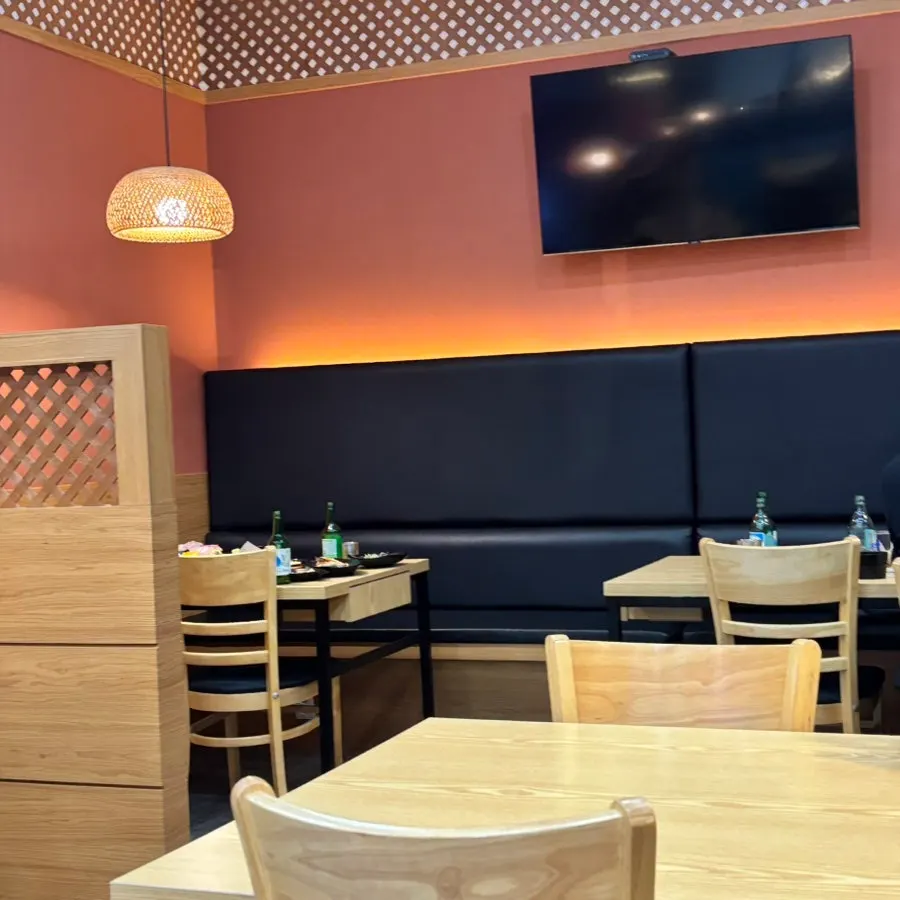 Partitioned seating area in the back