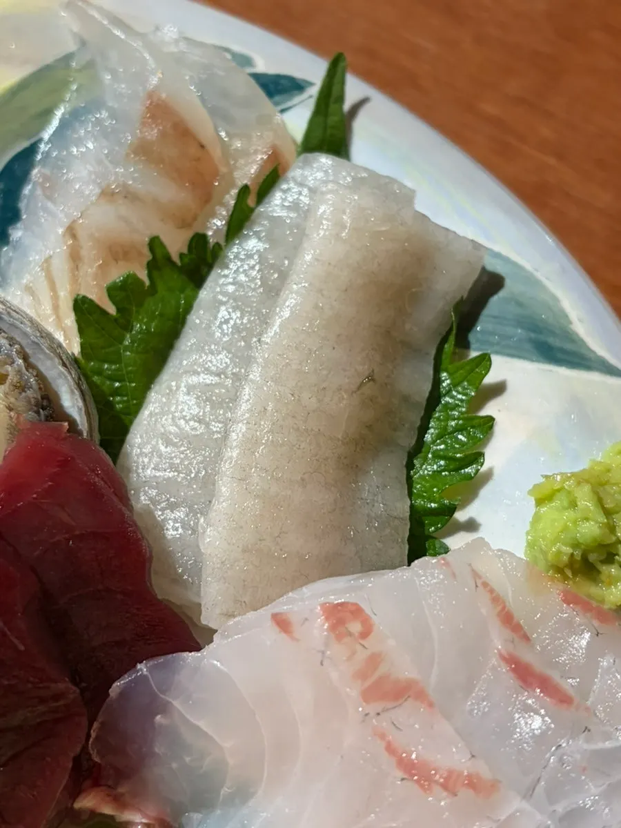 A plate of aged sashimi with red seabream and flounder