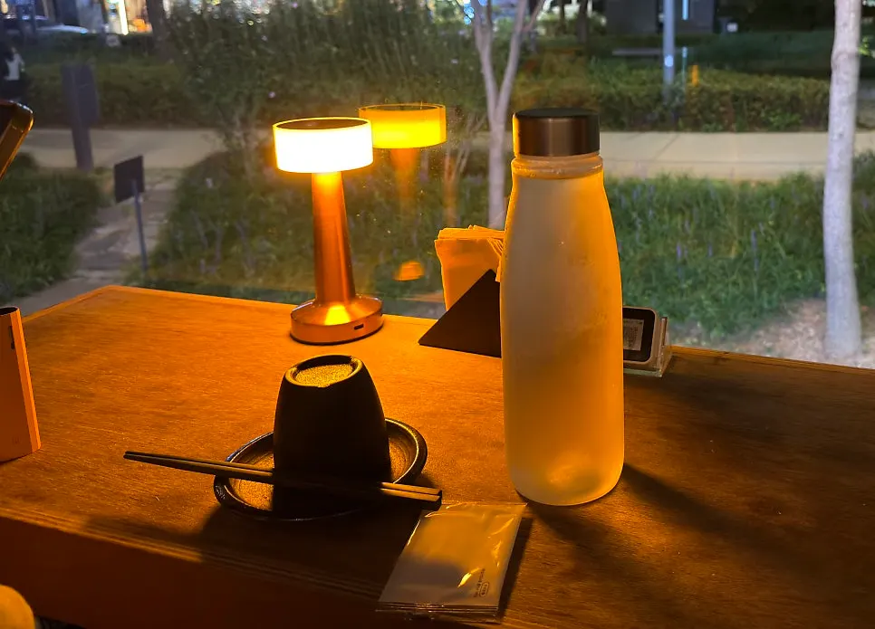 Lighting set up on a terrace table