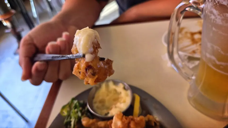 Fritters with cheongyang chili mayo sauce