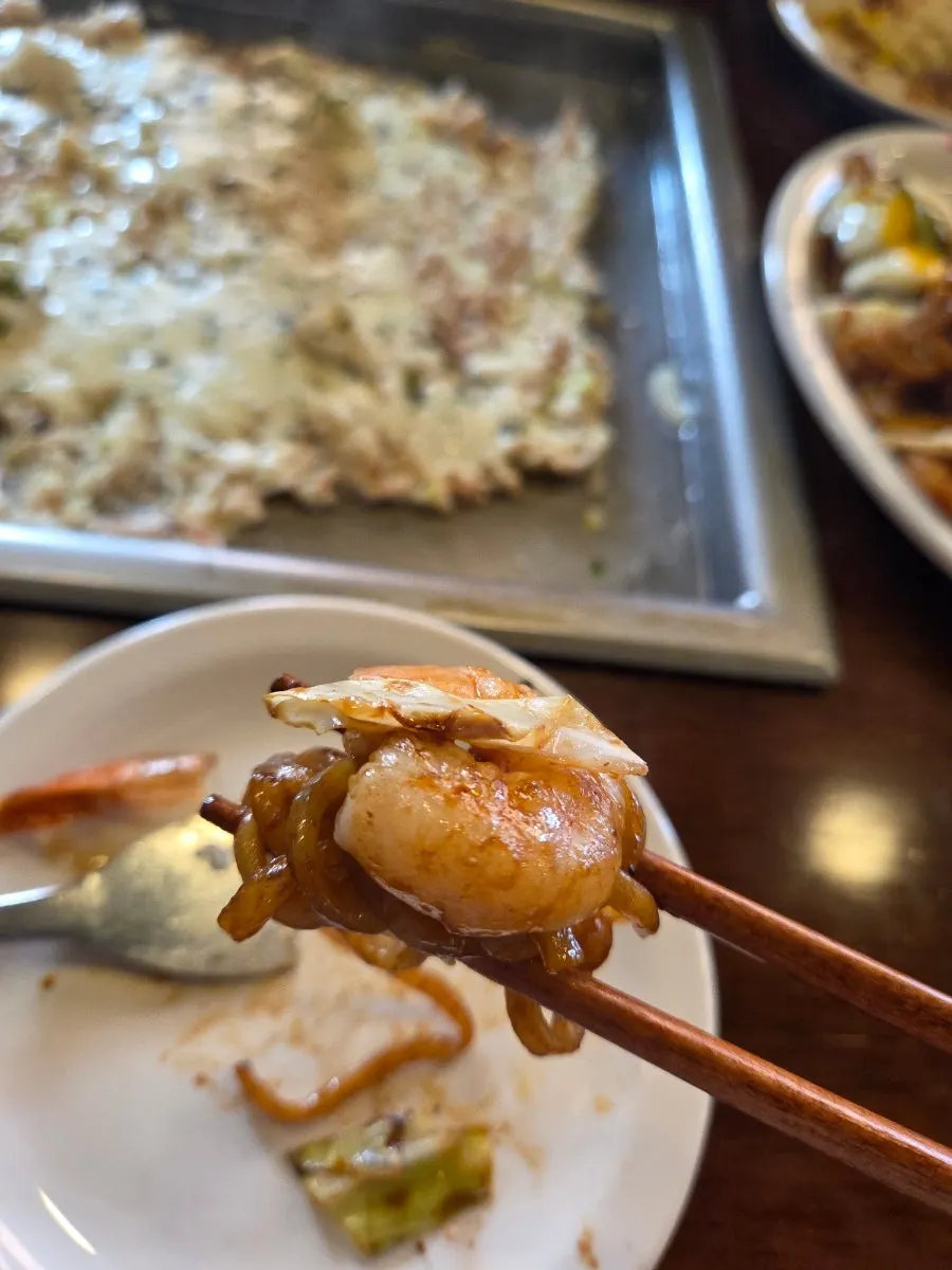 Jojo yakisoba loaded with shrimp and meat