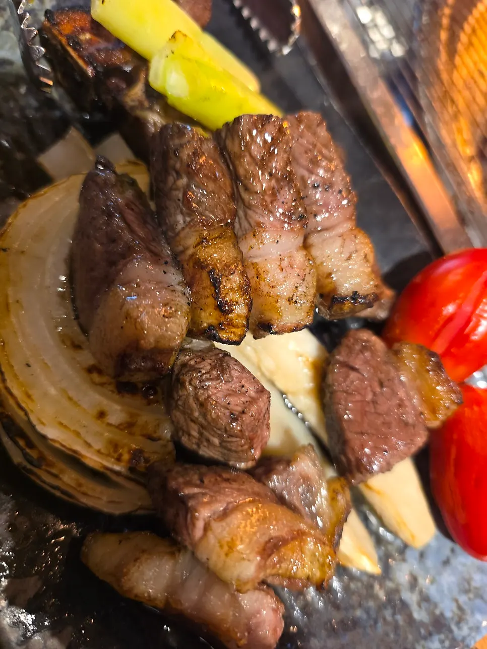 Finely grained grilled T-bone tenderloin piece