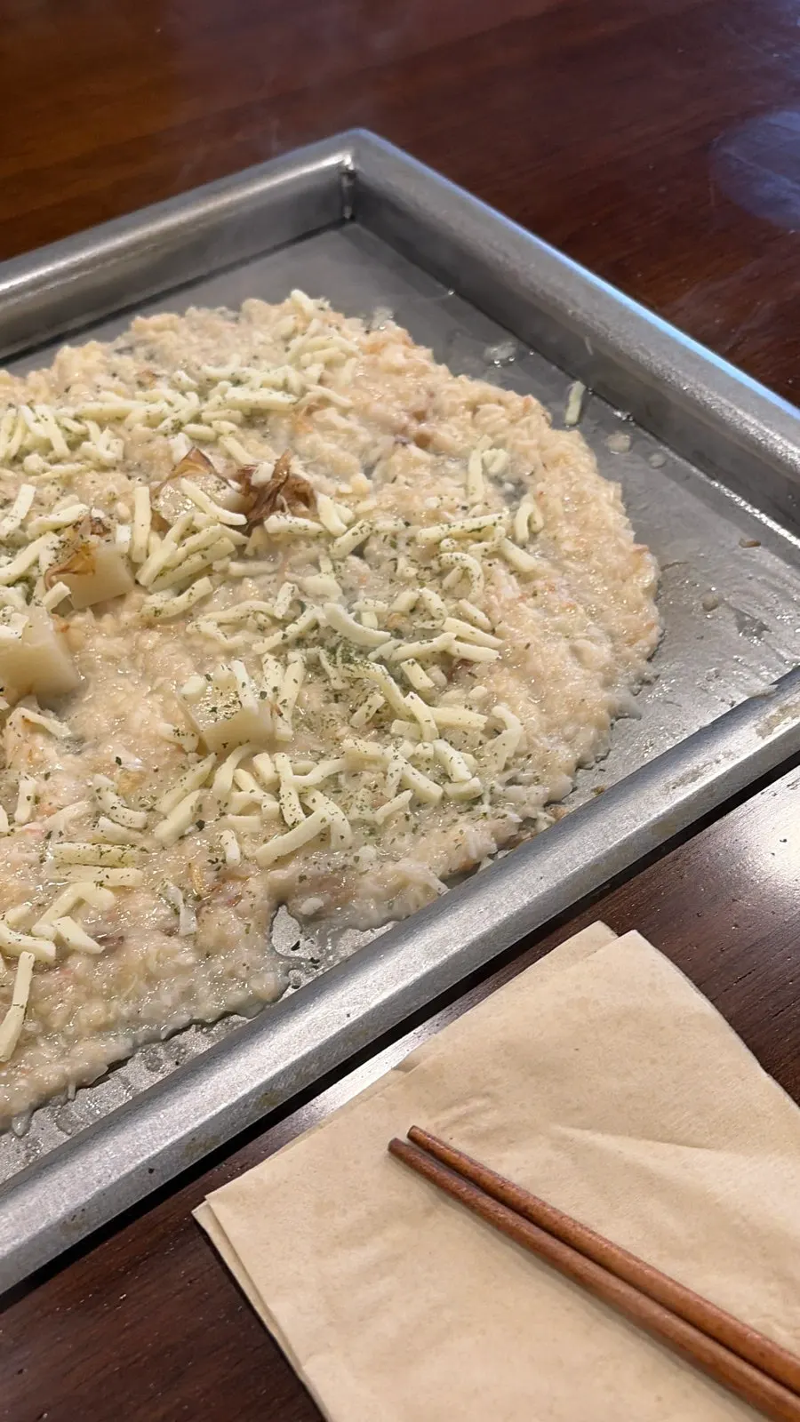 Finished monjayaki with rice cakes