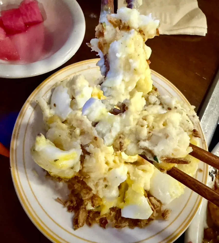 Pokpo potato mixed with the egg
