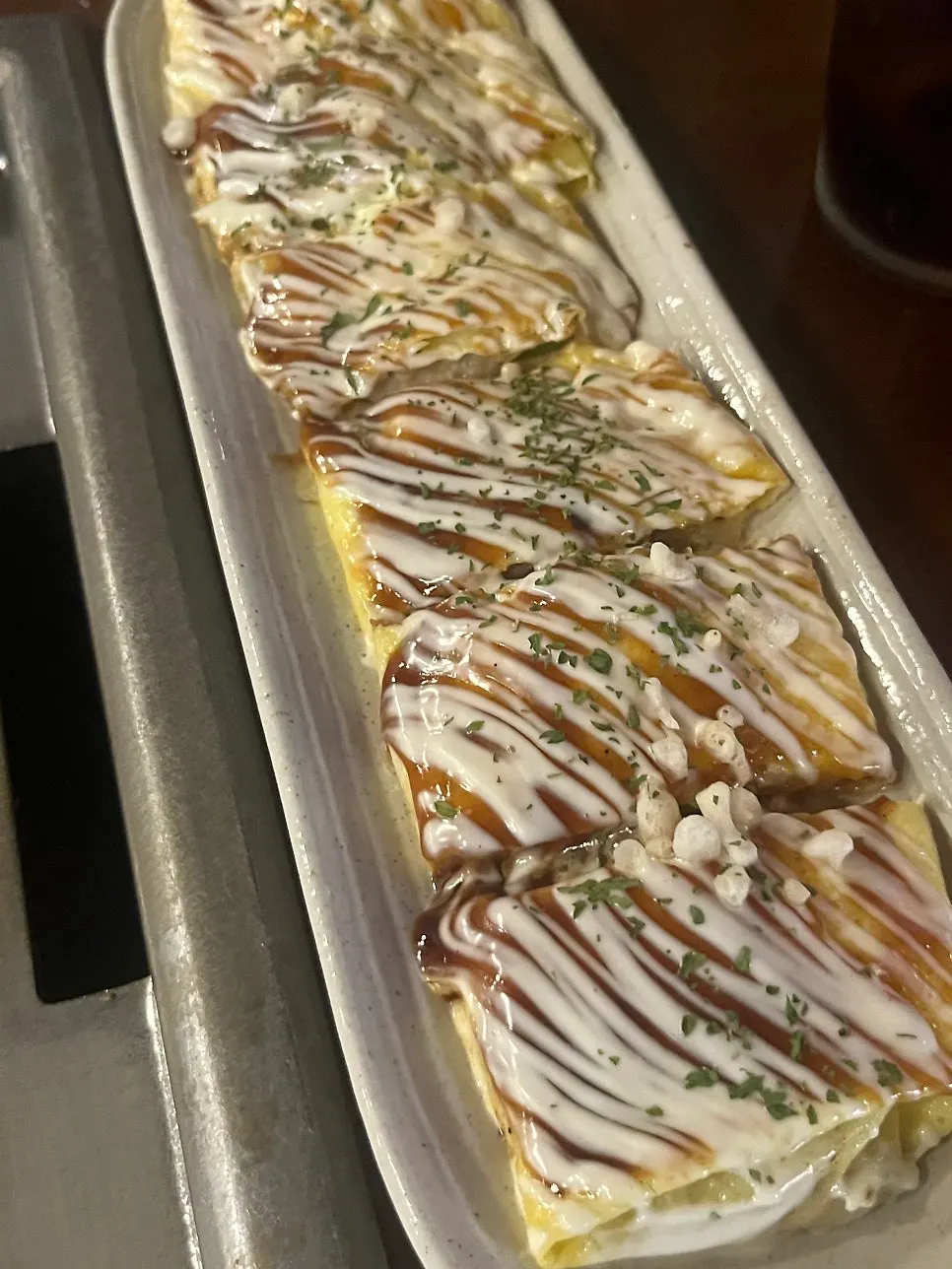 Teppanyaki dish placed on the tableside grill