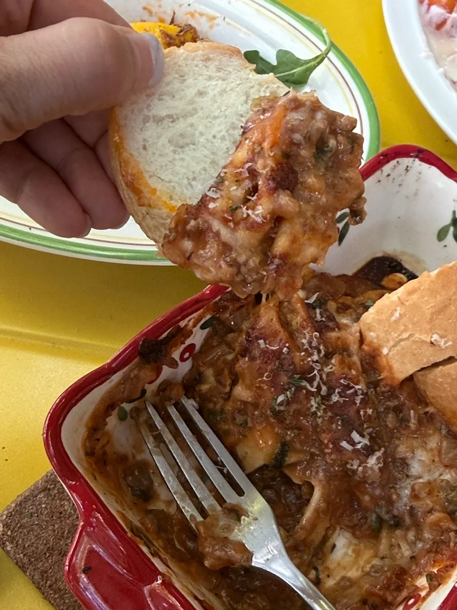 Cross-section of Grandma Lasagna full of sauce