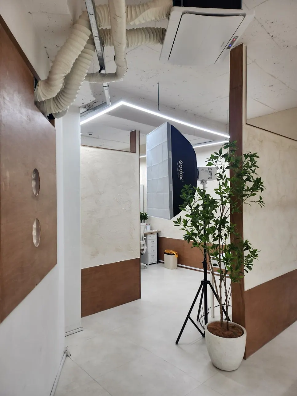 Interior of Munak workshop with wood-toned decor