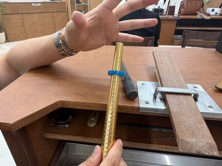Carving the wax down to the ring size