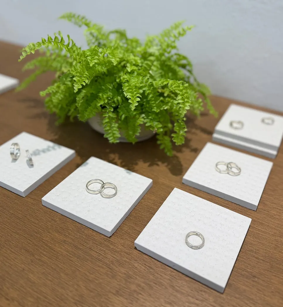 Silver accessories on display at Munak