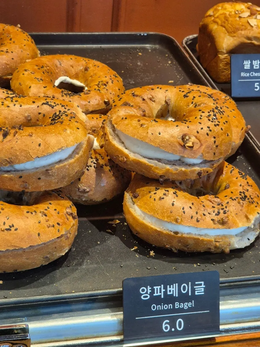 Vertical photo of the bread lineup inside the shop