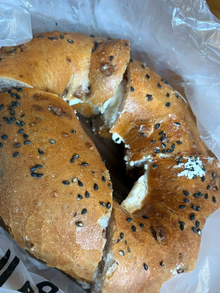Full view of Munhwa Bakery's onion bagel