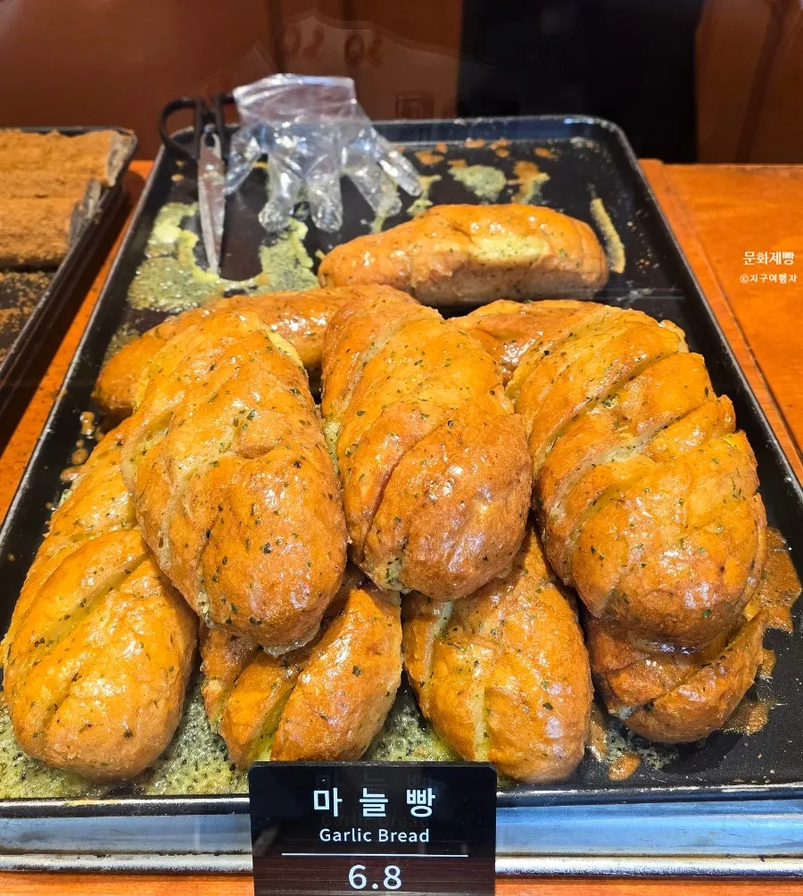Rice chestnut loaf and white bean paste bread on display