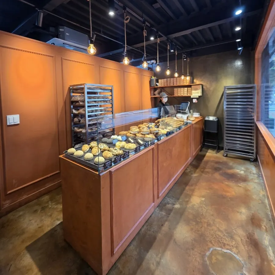 Inside Munhwa Bakery's small shop, where only 2 parties enter at a time