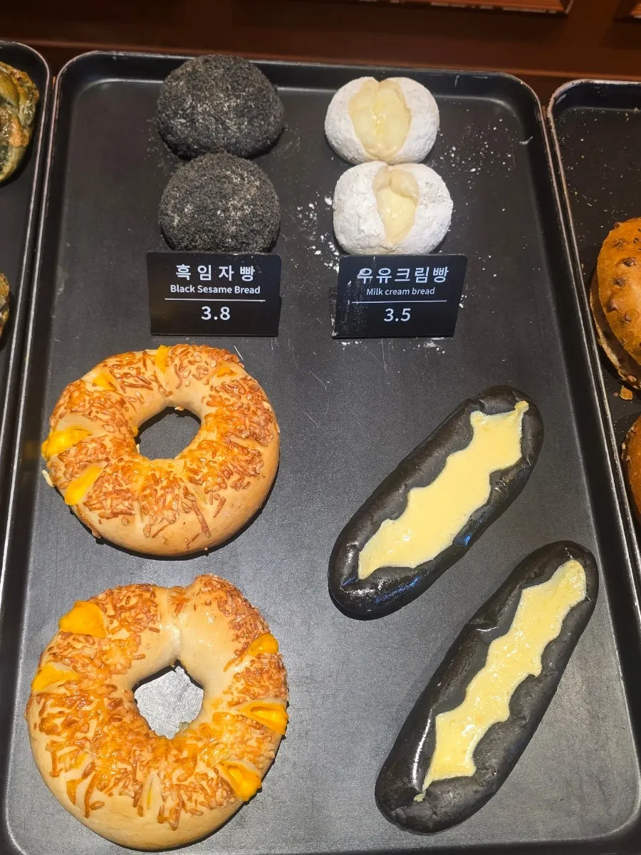 Signature menu items on display at Munhwa Bakery