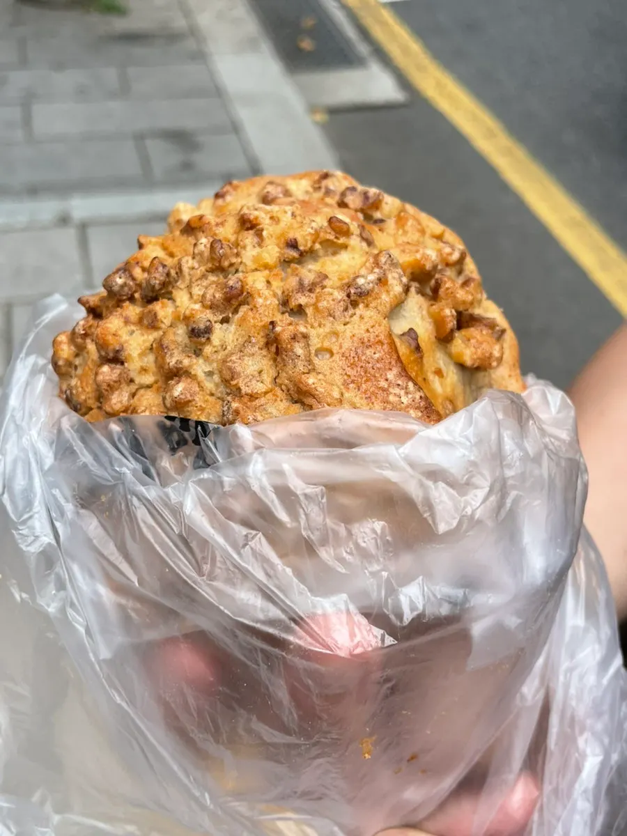 Three breads from Munhwa Bakery unpacked at home