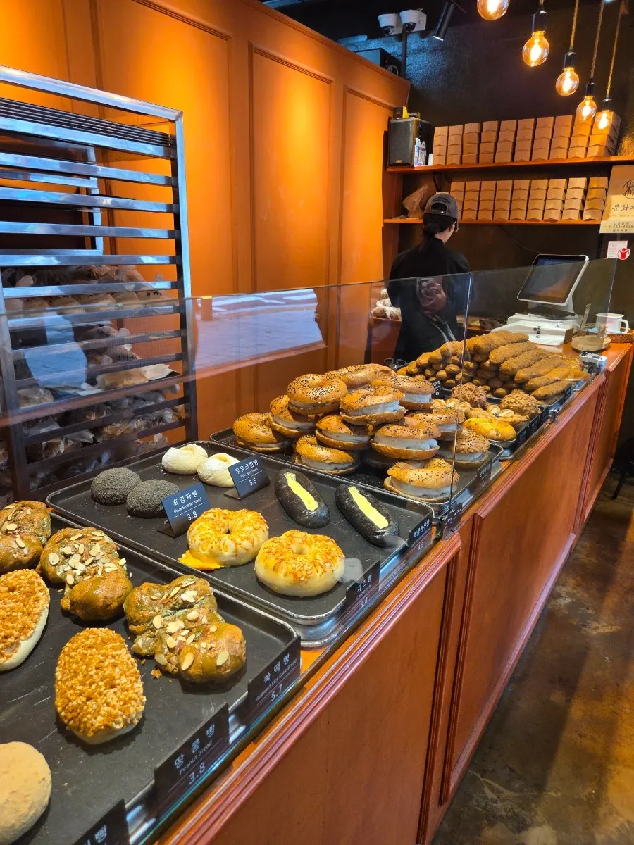 Cramped interior of Munhwa Bakery