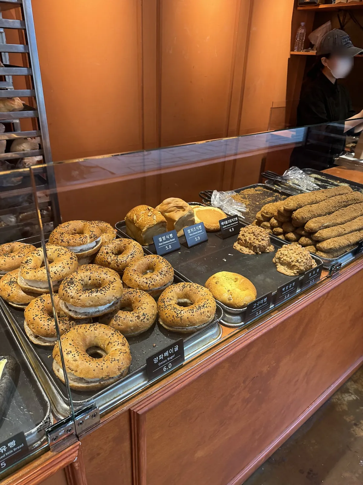 Bread displayed inside Munhwa Bakery