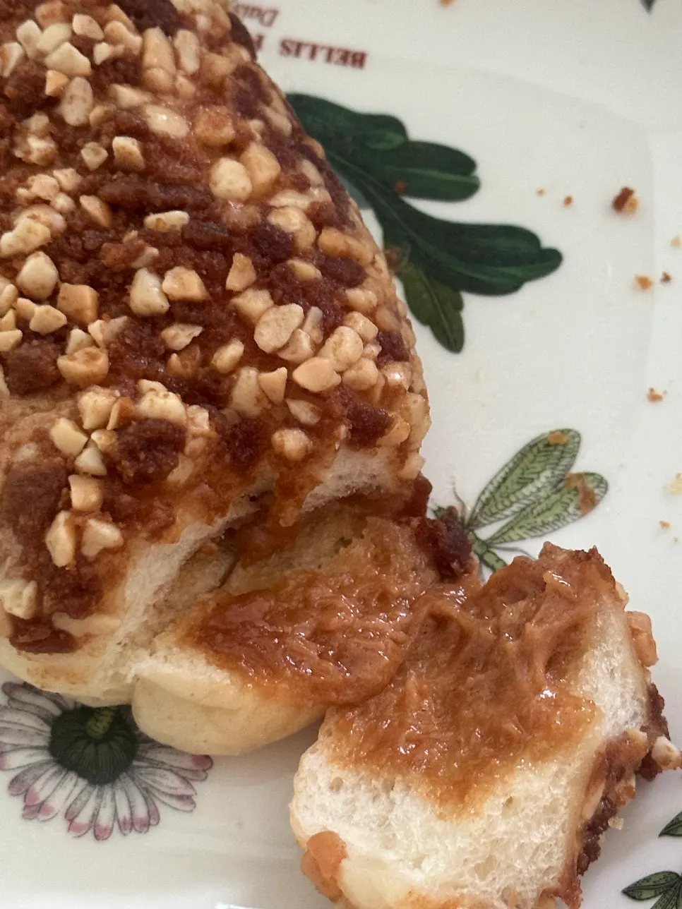 Cross-section of the peanut bread showing the peanut cream filling
