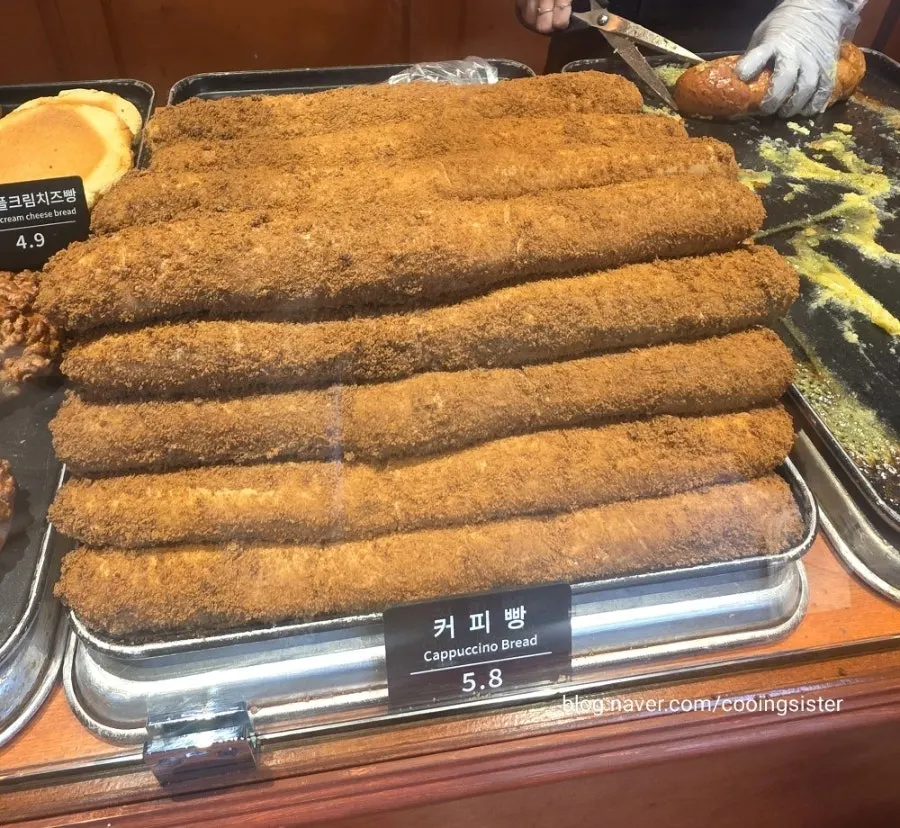 White bean paste bread and rice cake bread on display