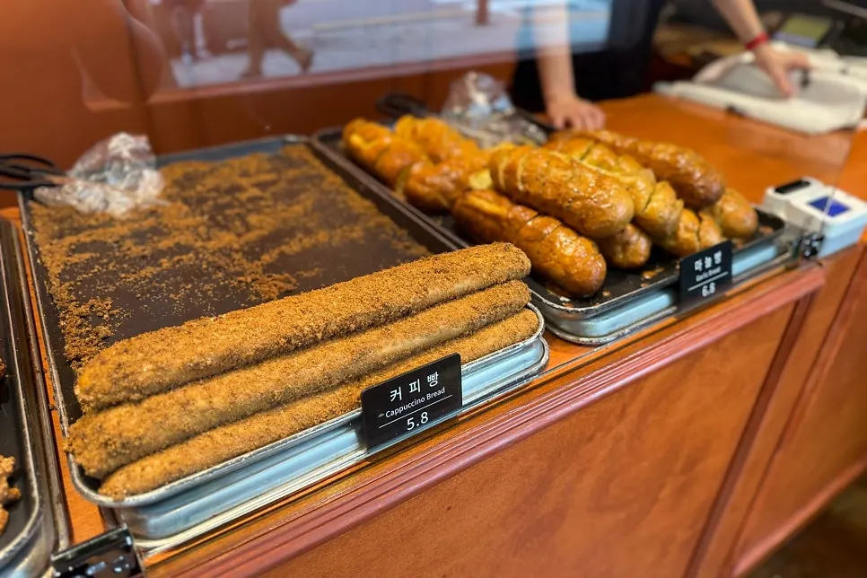 Counter displaying Munhwa Bakery's signature menu items