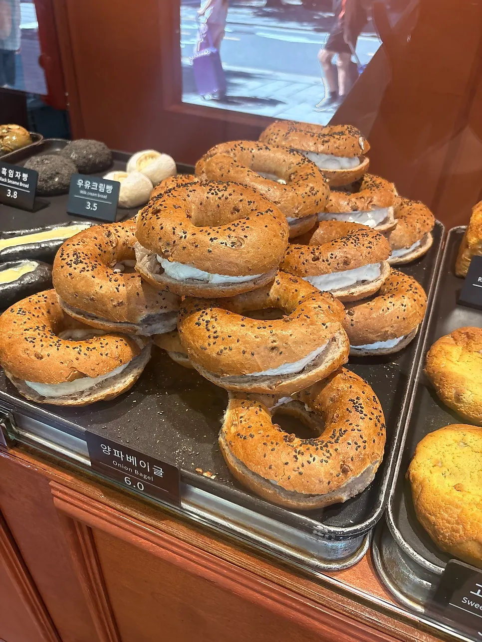 Garlic bread displayed on the shelf