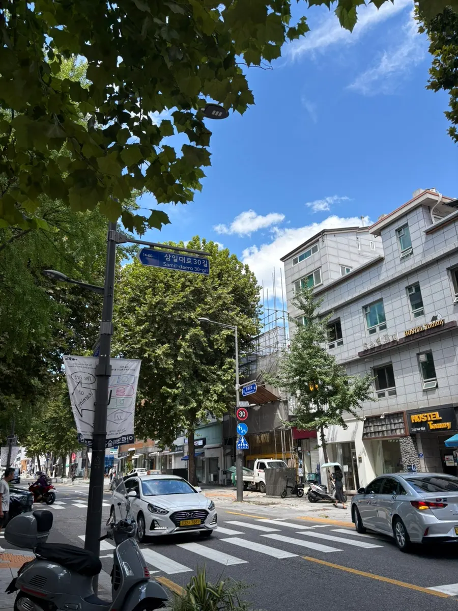 Exterior of Munhwa Bakery with a large sign reading 'bread'