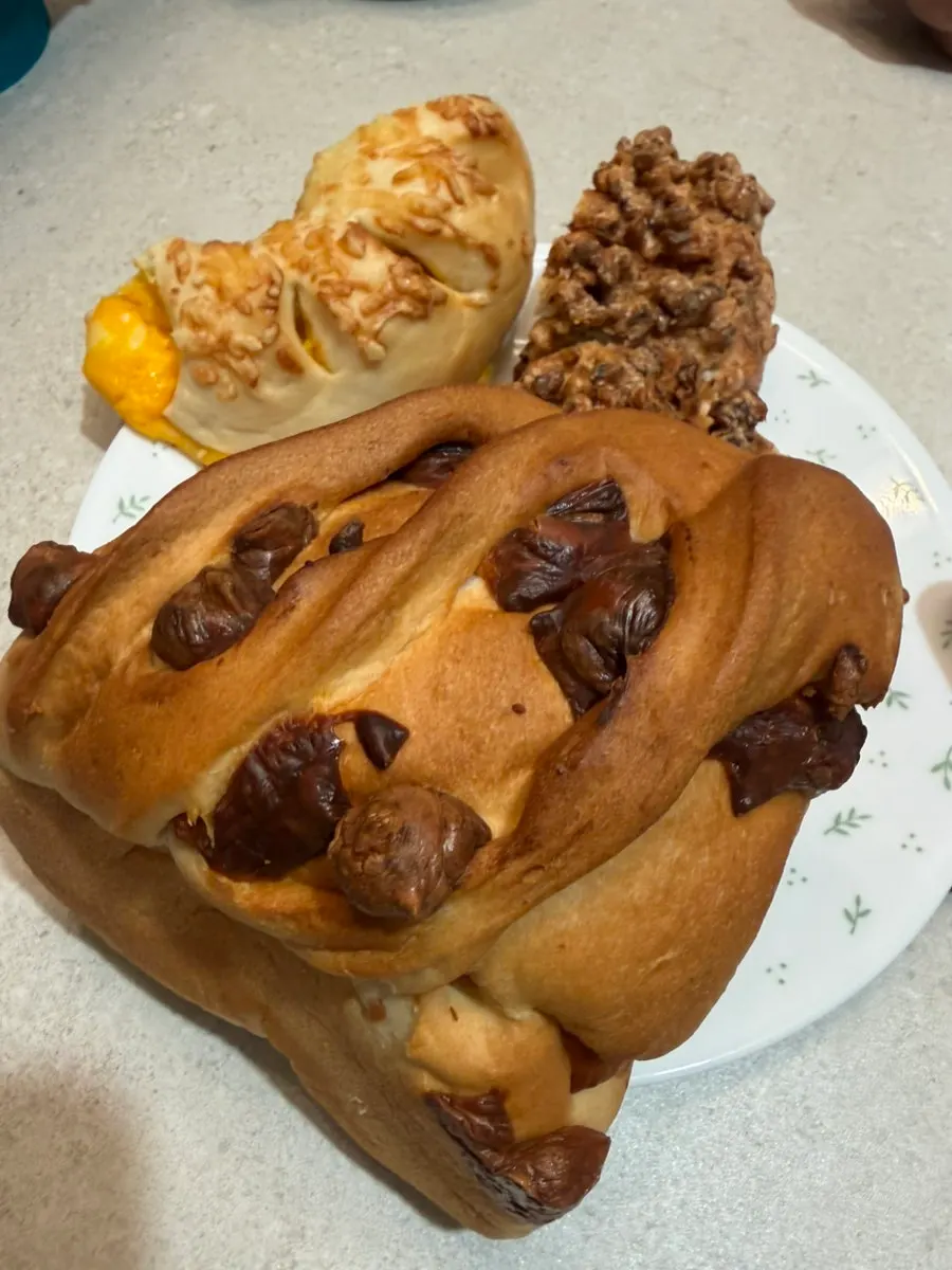 Three plain breads chosen to eat with parents