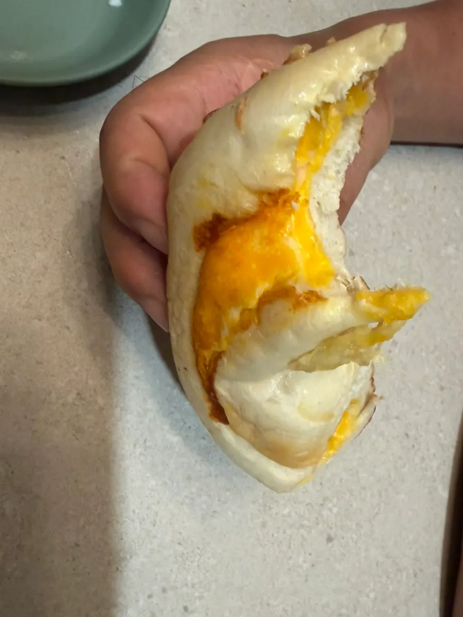 Inside of the cheese bread, good for warming up