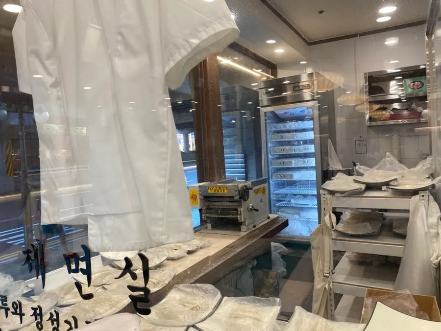 Self-made noodle room visible from outside