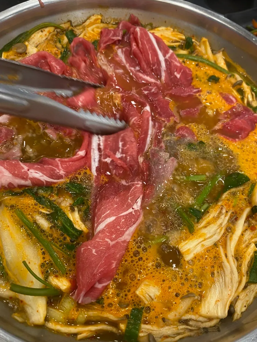 Shabu meat served on a small plate