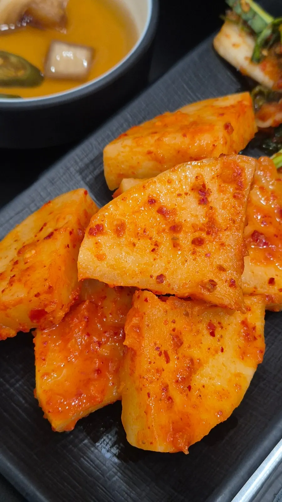 A plate of kimchi made fresh every morning