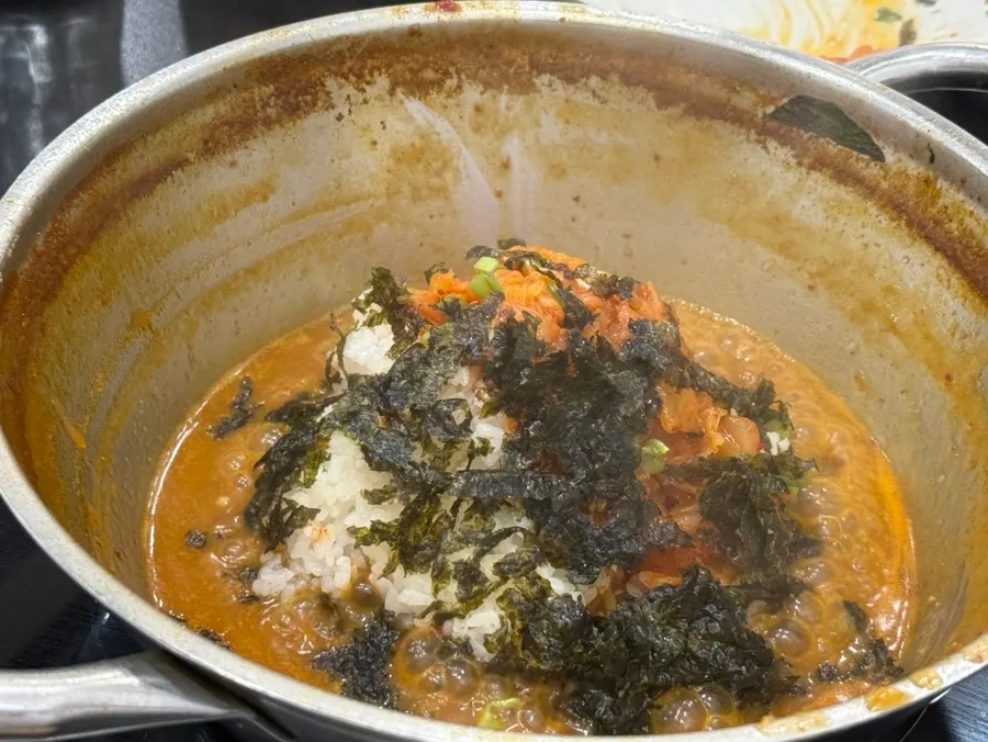 마무리로 만든 볶음죽
